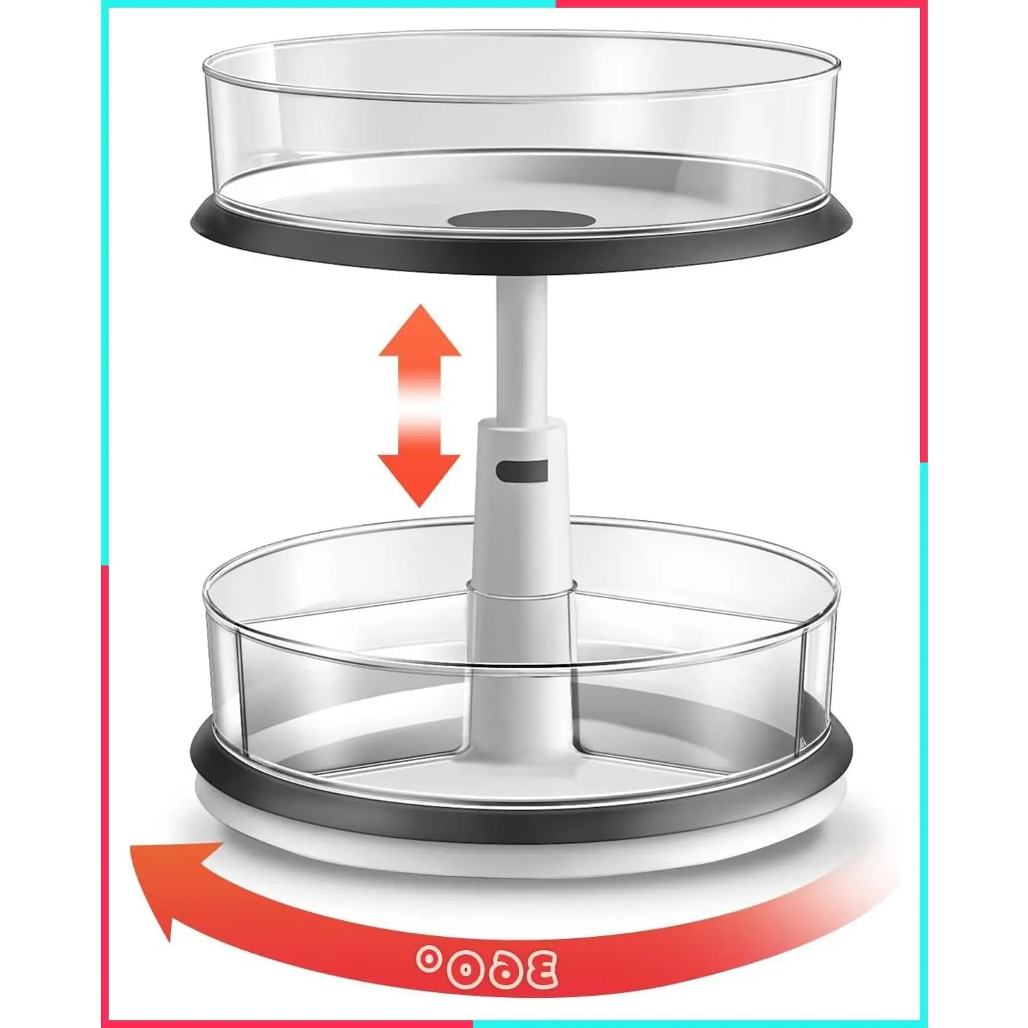 2 Tier Clear Lazy Susan Medicine Bottle Organizer for Cabinet
