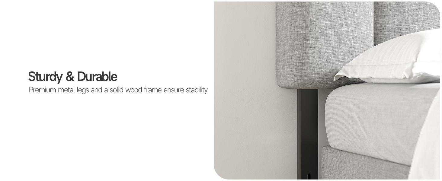 【SPOTLIGHT DAY】ONBRILL Adjustable Headboard for Full/Queen/King Size Bed Frame, Linen Fabric Bed Headboard with Storage & RGB LED Light in Modern Vertical Channel Design