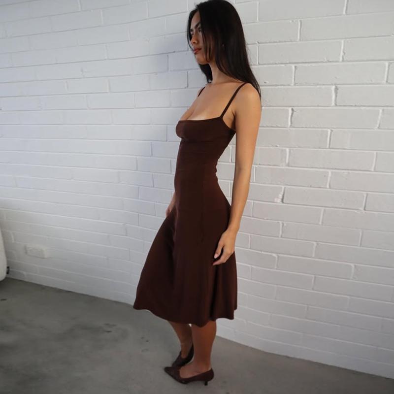 Women's Basic Solid Color Bodycon Slip Dress, Sleeveless Backless Spaghetti Straps Plain Slim Fit Midi Dress, Party Club Date Holiday Daily Casual Elegant Dresses For Ladies All Seasons Summer Fashion Clothes Wear Women's Basic Solid Color Bodycon Slip Dress, Sleeveless Backless Spaghetti Straps Plain Slim Fit Midi Dress, Party Club Date Holiday Daily Casual Elegant Dresses For Ladies All Seasons Summer Fashion Clothes Wear