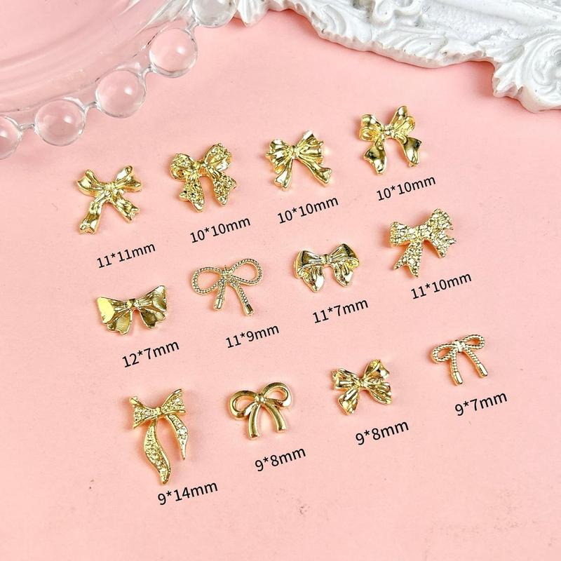 1 Box 3D Alloy Series Bows Nail Charms Trendy Heavy Luxury Golden Tie Decorations DIY Y2K Manicure Supplies Nail Art Tools
