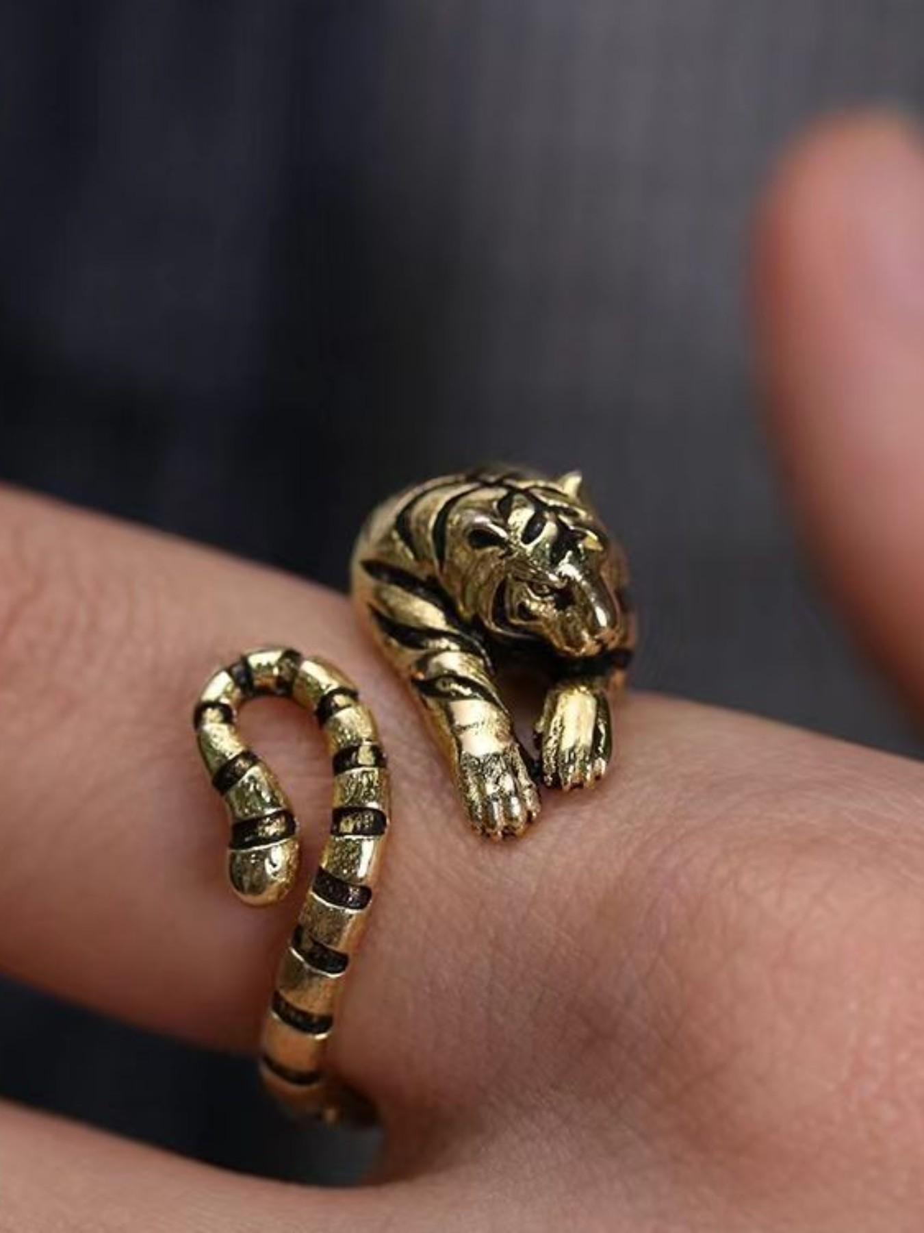 Vintage Tiger Ring, 3D Relief Open Ring, Zodiac Tiger Ring, Unisex, Daily Wear, Zodiac Memorial, Unique Fashion Jewelry