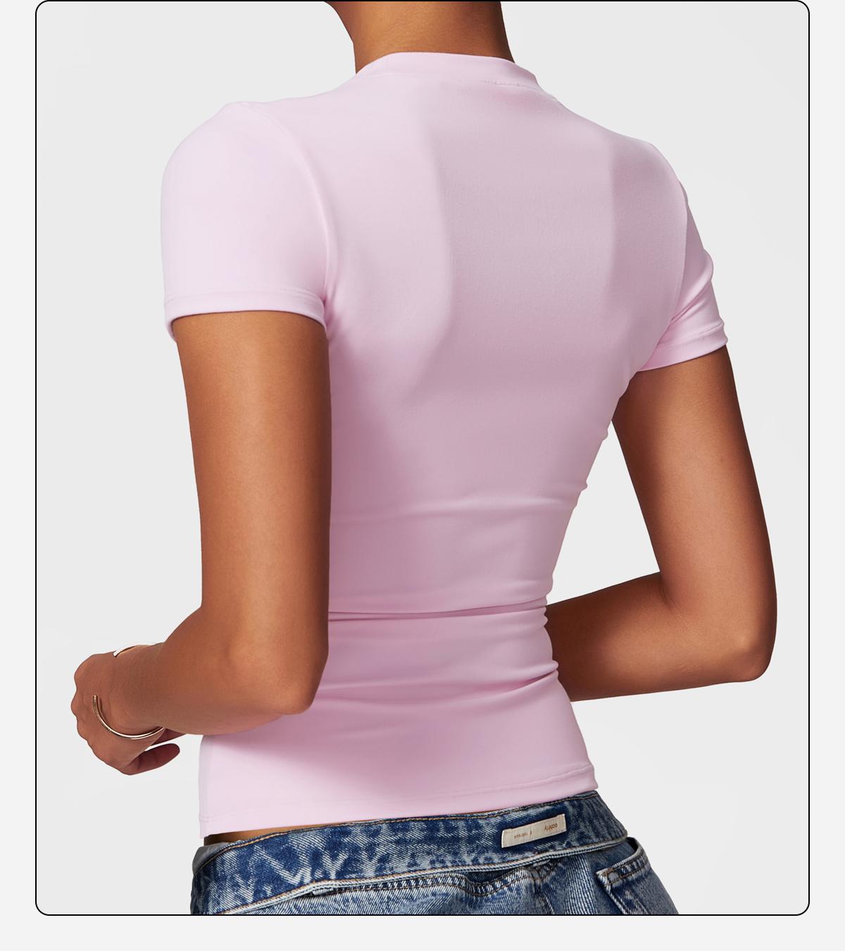 MFVIM Women's T Shirt Basic Short Sleeve Round Neck Slim T Shirt Summer Workout Casual Tight Top 2025 sporty Minimalist Womenswear Tshirt SpringStatements