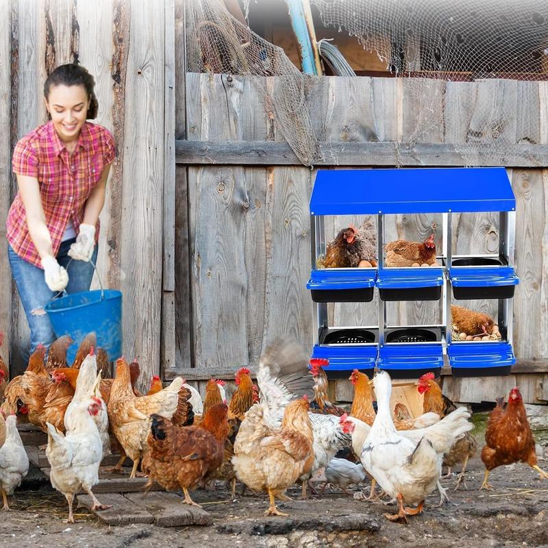 Chicken Nesting Boxes with Large Compartments & Ventilated Holes, Hens Egg Laying Boxes with Efficient Collection & Flexible Installation, 6 Holes, Blue Chicken Nesting Boxes with Large Compartments & Ventilated Holes, Hens Egg Laying Boxes with Efficient Collection & Flexible Installation, 6 Holes, Blue