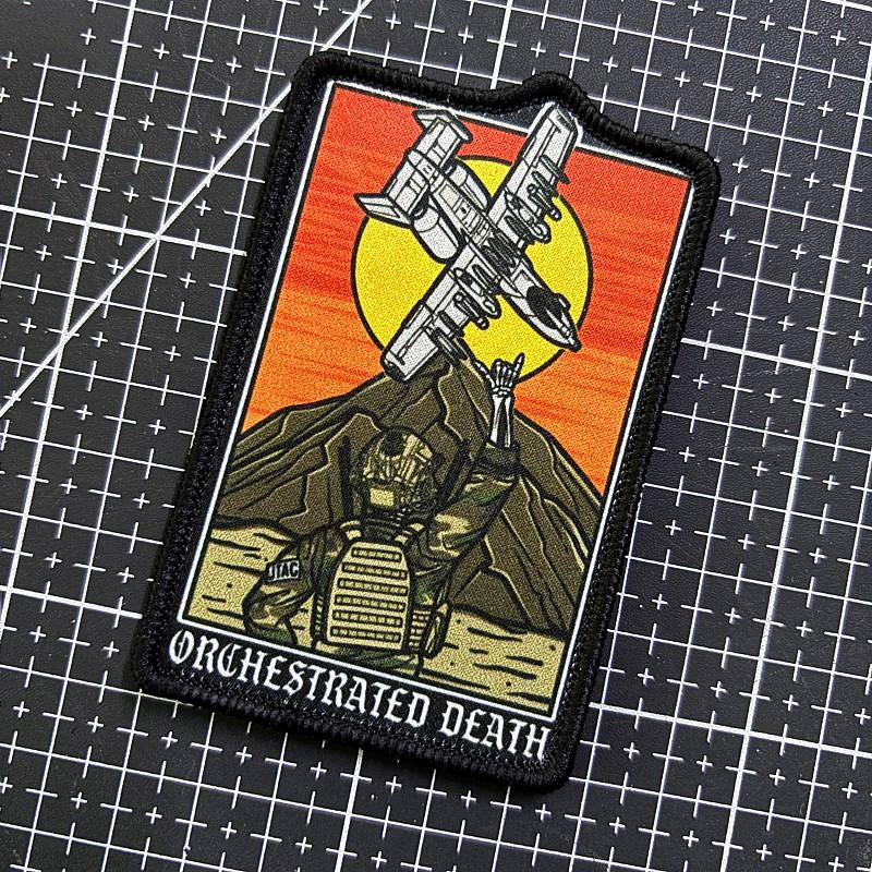 Sunset Fighter Tactical Patch, Tactical Design, Hardcore Tarot Style, Aesthetic, High-Definition Print, Durable Morale Patch, Velcro Backing, Outdoor Backpack Accessory
