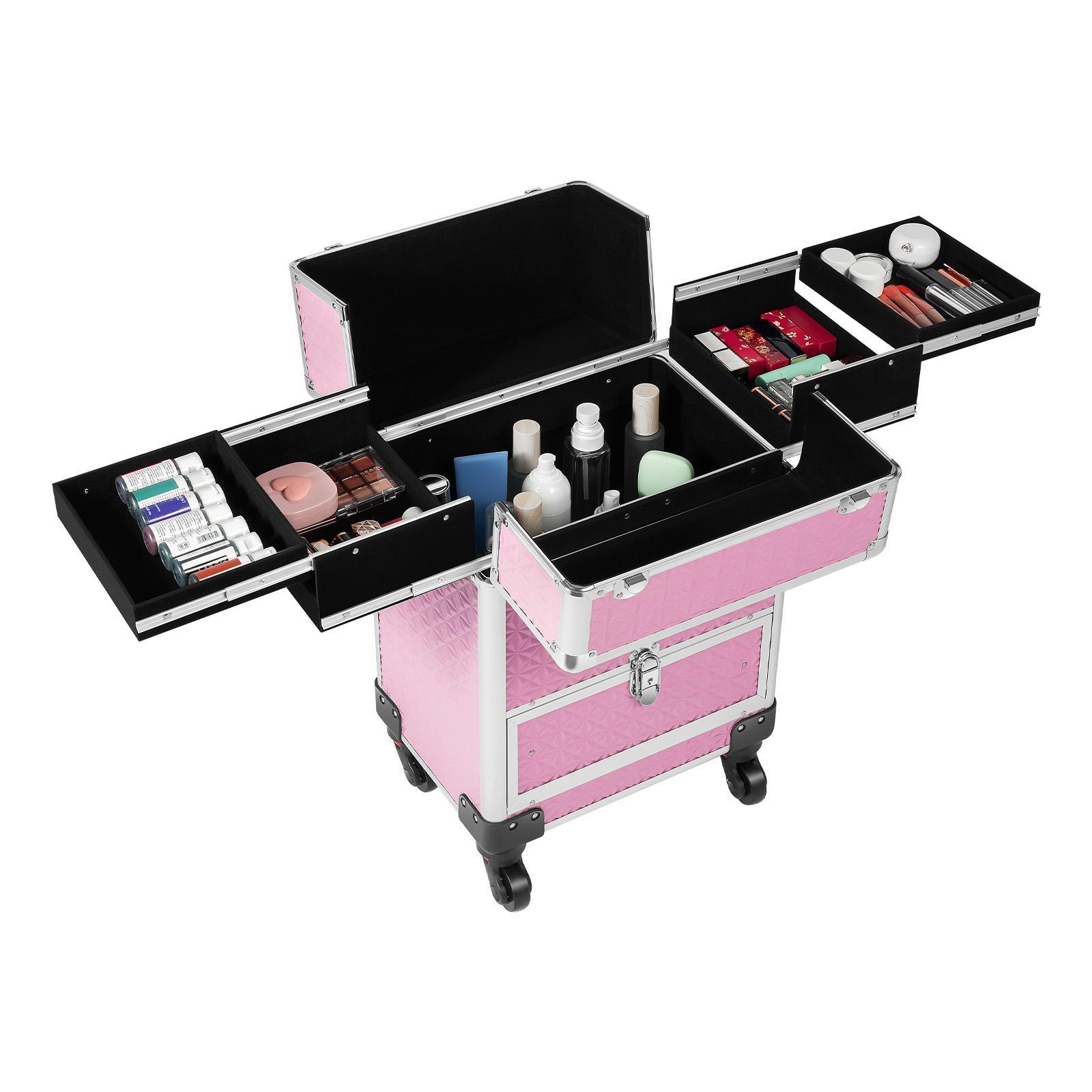Rolling Nail Case Wheeled Manicure Storage Case Polish Organizer Professional Makeup Trolley for Studio or Travelling Nail Technician Artists Cosmetologist Stylist