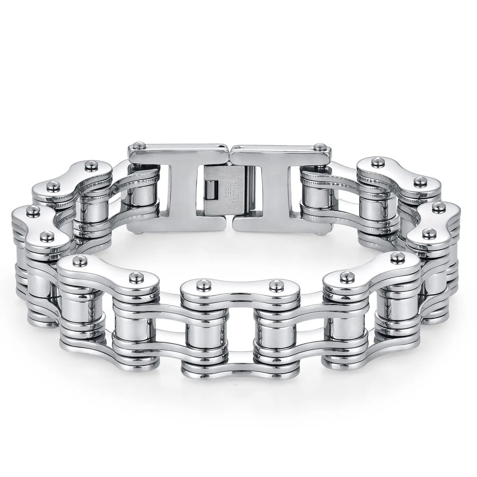 Trendy Hip Hop Punk Motorcycle Chain Bracelet, Fashion Street Style Men's Versatile Link Bracelet, Cuban Link Bracelet, Stylish Jewelry Accessory(8.5inch)