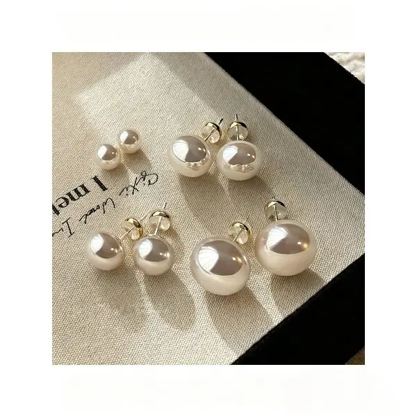 4 Pairs Pearl Stud Earring Set, Multi‑Size Round Imitation Pearl Earrings, Classic Minimalist Fashion Jewelry for Women Daily Wear