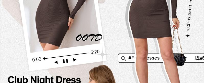 ANRABESS Women Long Sleeve Mock Neck Bodycon Mini Dress 2025 Fall Ribbed Slim Fit Pencil Cocktail Club Night Dresses ANRABESS Women Long Sleeve Mock Neck Bodycon Mini Dress 2025 Fall Ribbed Slim Fit Pencil Cocktail Club Night Dresses
