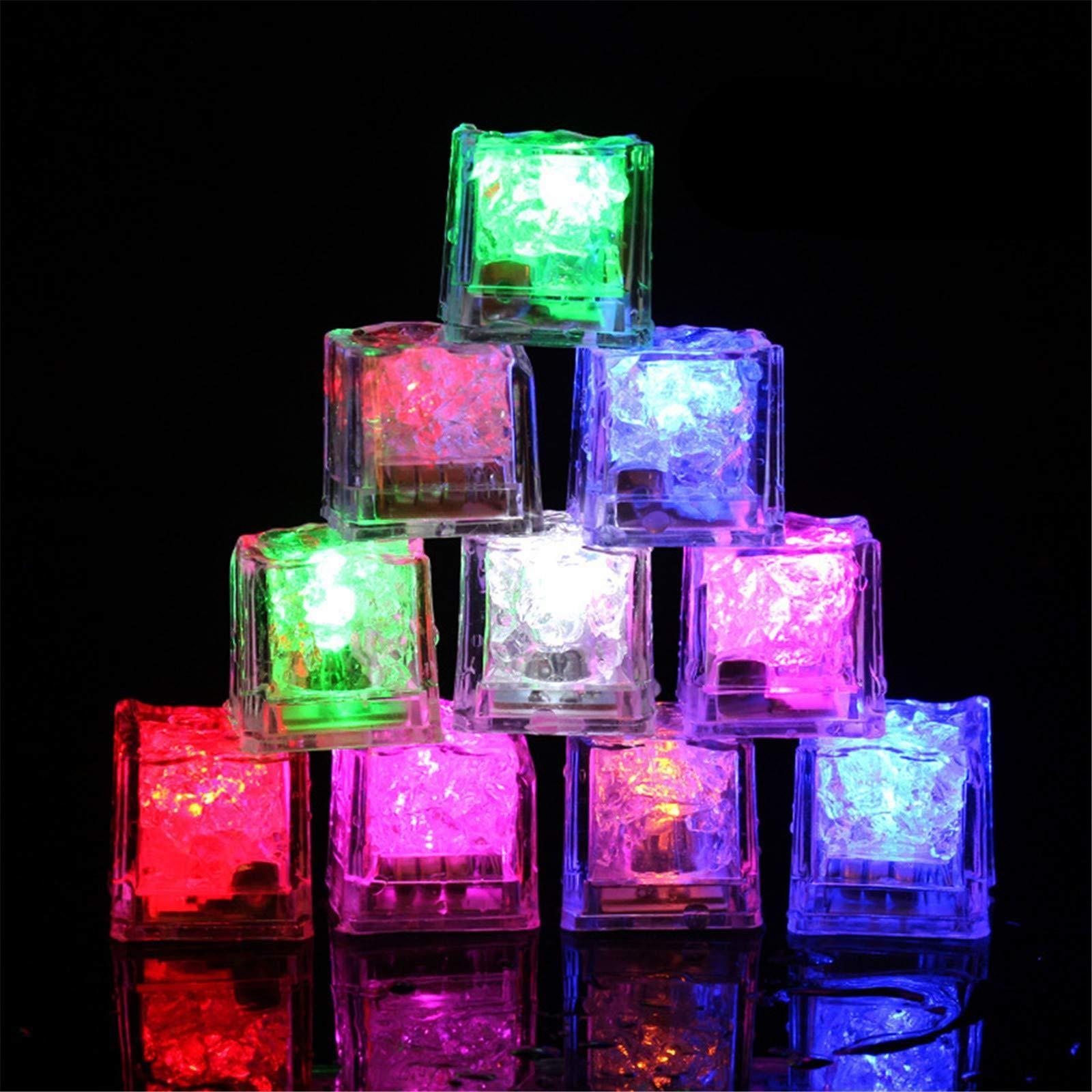 6pcs Color LED Flashing Ice Cubes, Fake Ice Cubes, Waterproof Reusable, Water Activated, Party Drinks, Wedding Bars, DIY Toy, Summer Toys, Water Toys
