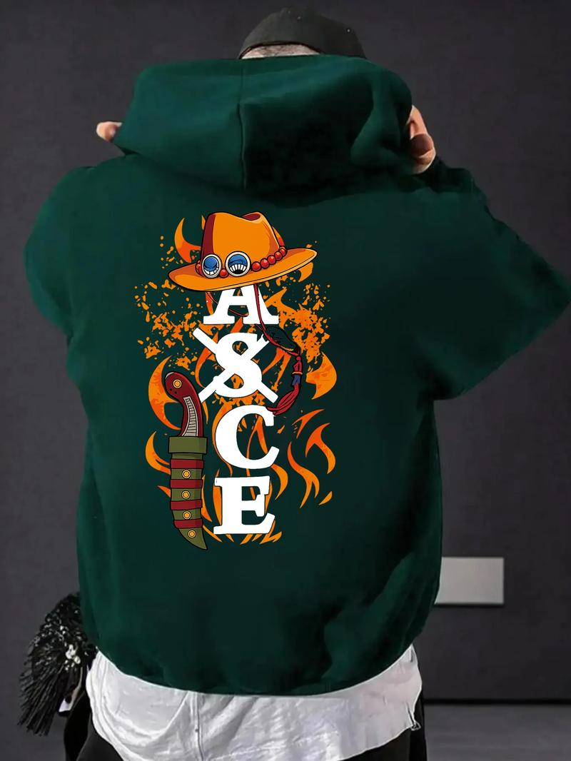One Piece Anime Graphic Oversized Streetwear Hoodie for Men, Comfortable Casual Pullover with Flame Print for Otaku & Street Fashion Enthusiasts One Piece Anime Graphic Oversized Streetwear Hoodie for Men, Comfortable Casual Pullover with Flame Print for Otaku & Street Fashion Enthusiasts