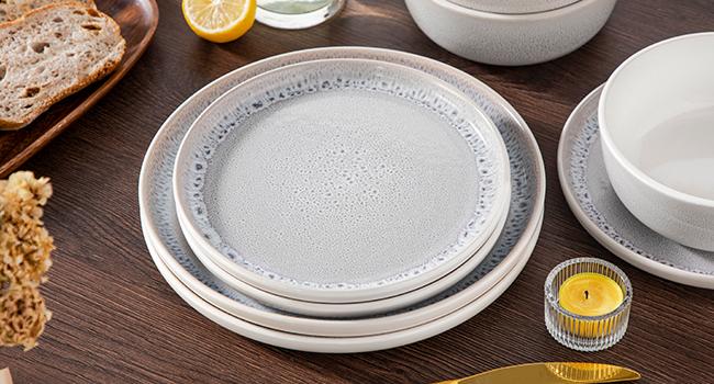 vancasso Stoneware Dinnerware Set – 16/18/24-Piece Plates and Bowls Set for 4/6, Reactive Glaze Mediterranean Style Crockery, Chip-Resistant, Dishwasher & Microwave Safe
