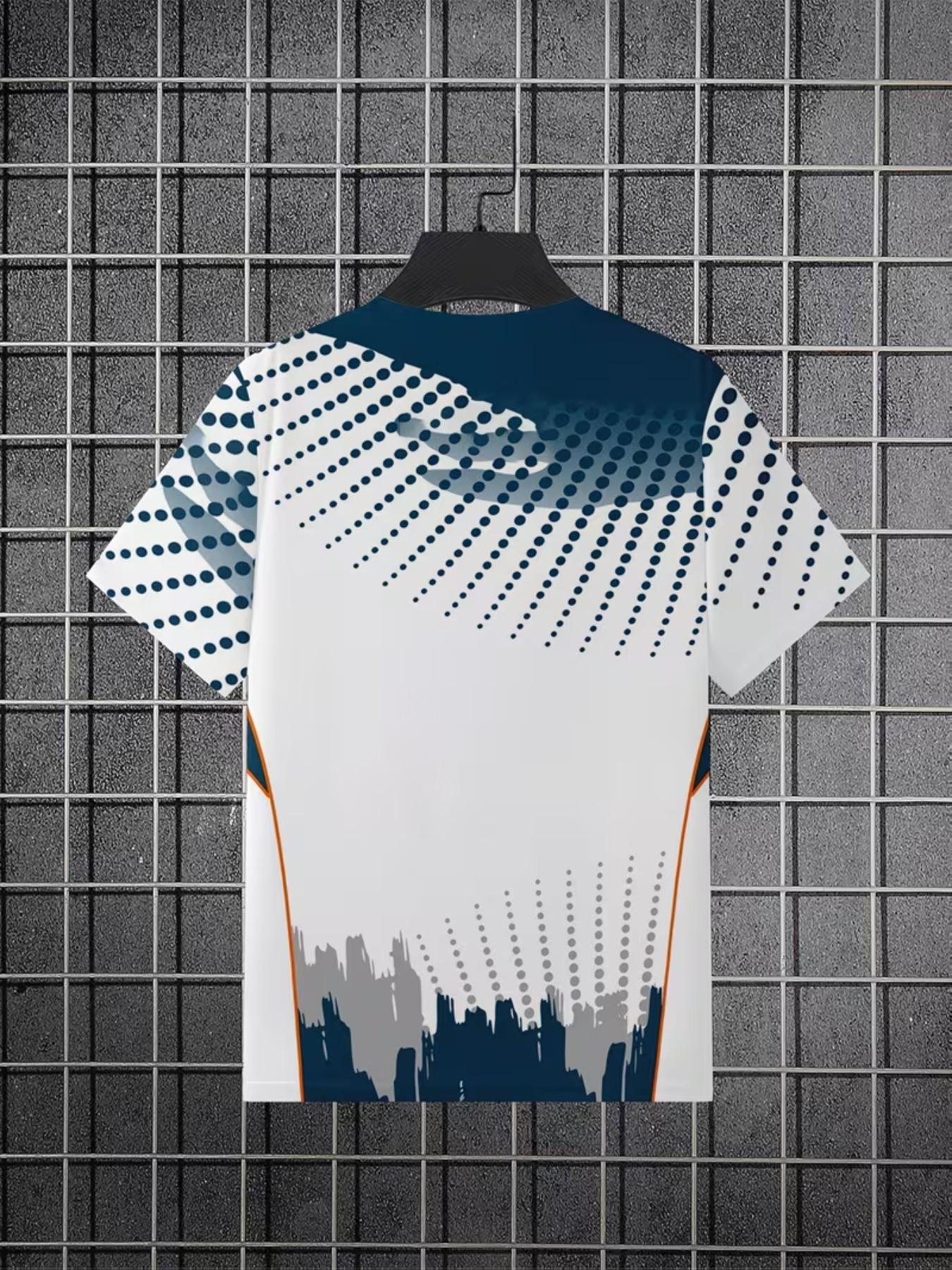 Men's Casual Sporty Top, Polyester Fabric, Regular Fit, Fashionable Round Neck, Easy Care, Stylish Versatile Men's T-Shirt New Arrival