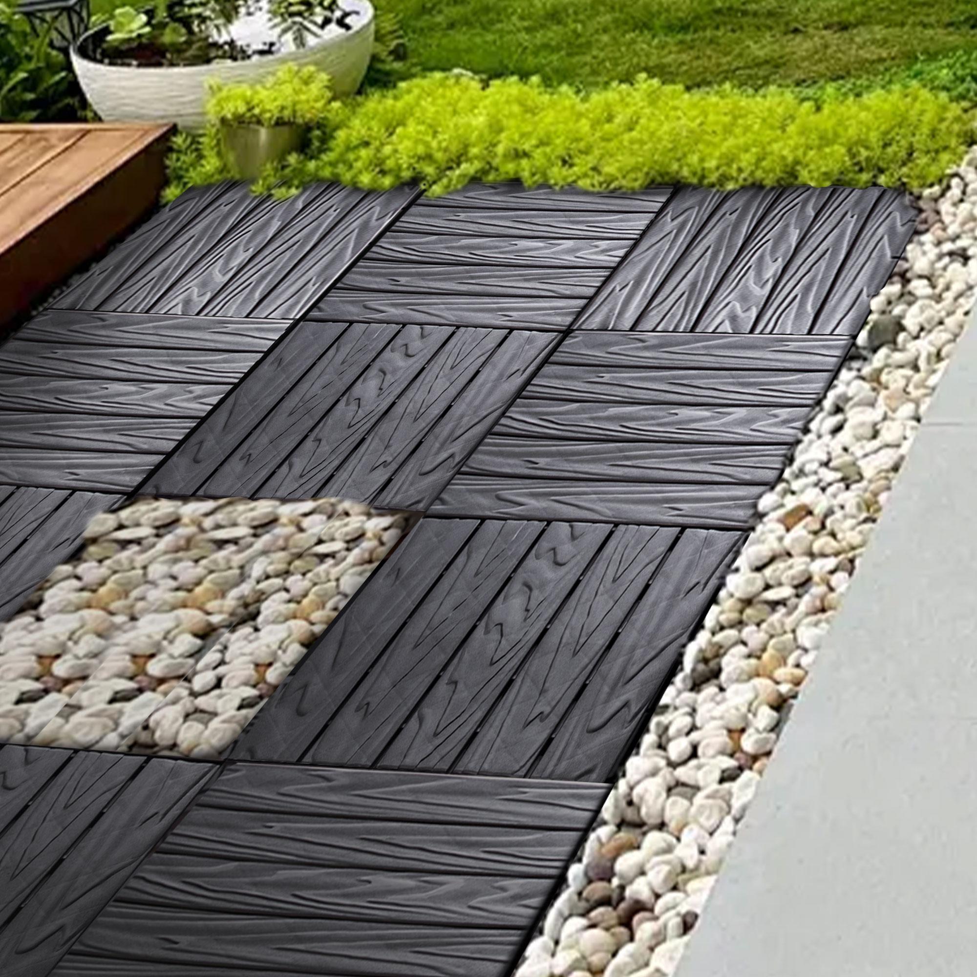 76-Pack 11.42"x11.42" Plastic Interlocking Deck Tiles - 68.80 Sq.Ft Outdoor Plastic Flooring Super Durable & Waterproof All-Weather Indoor/Outdoor Use