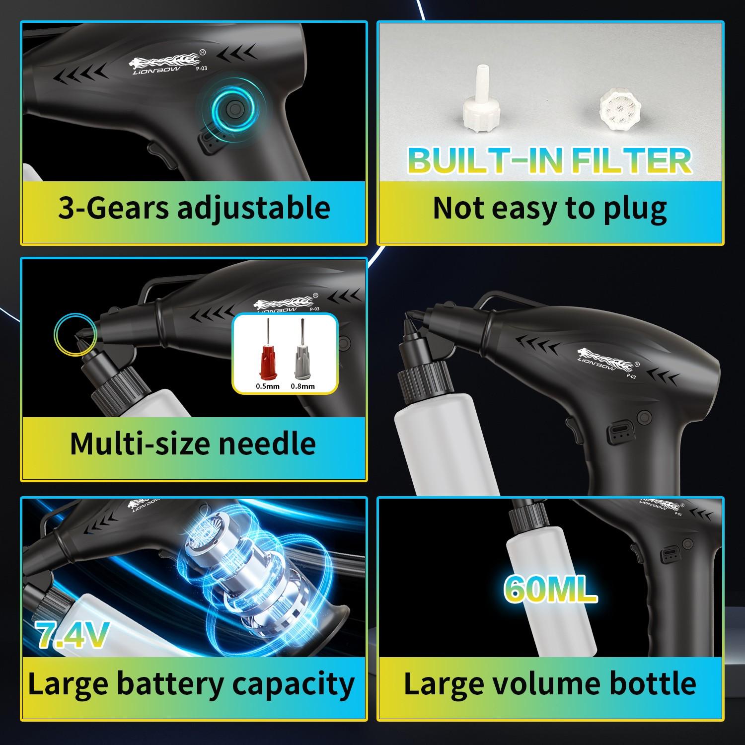 Electric Spray Paint Gun Set, Handheld Paint Sprayer, Dual Nozzle Types, Rechargeable Battery, Adjustable Three Speeds, Ideal for Car Painting and Repair, Cordless Paint Sprayer
