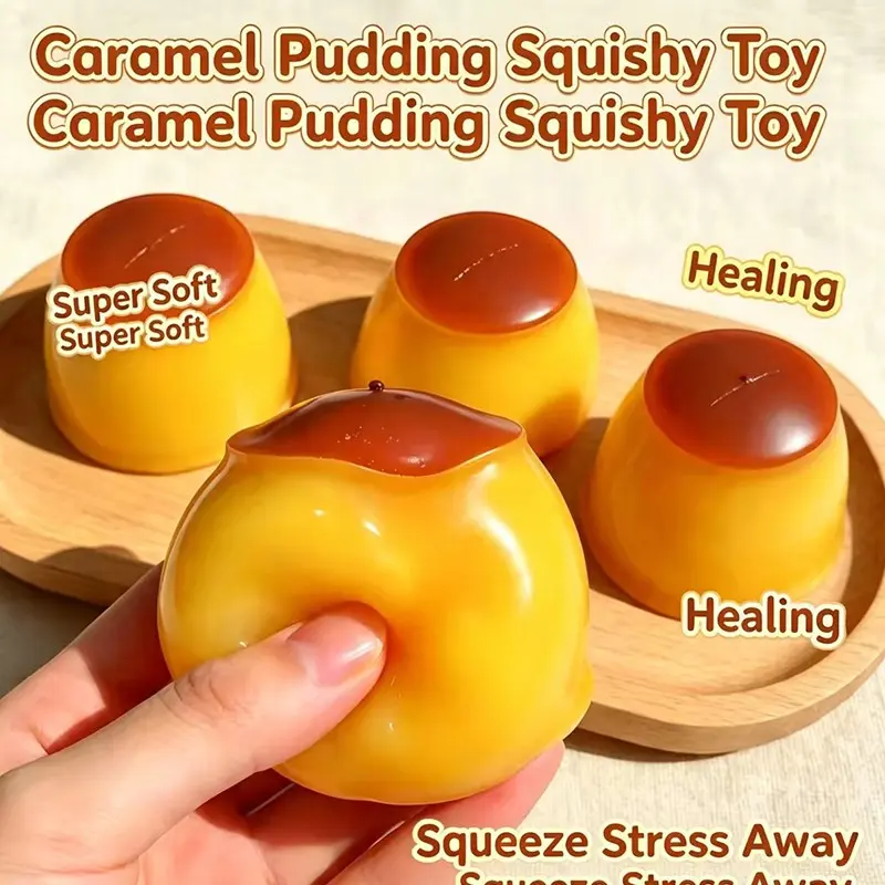 ASMR Squishy Toy, Soft Caramel Pudding Fidget Toy, Slow-Rising Sensory Toy, Food-Shaped Fun Stress Relief Gift
