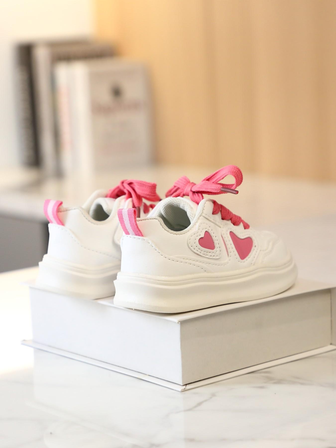 Girls Thick Sole Heart Sneakers Spring Autumn New Velcro Shoes Boys Baby Trendy Sports Shoes Casual Trainers