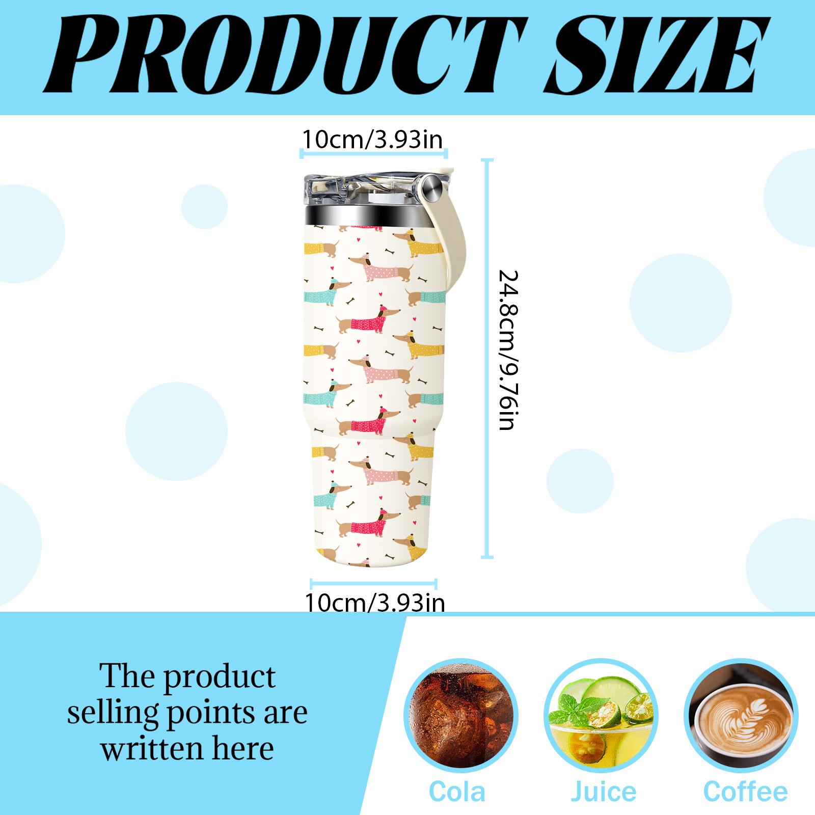 Dog moms NEED this 30oz dachshund tumbler, Hot coffee 12H, iced drinks 24H, cutest travel cup ever! Insulated Travel Drinkware