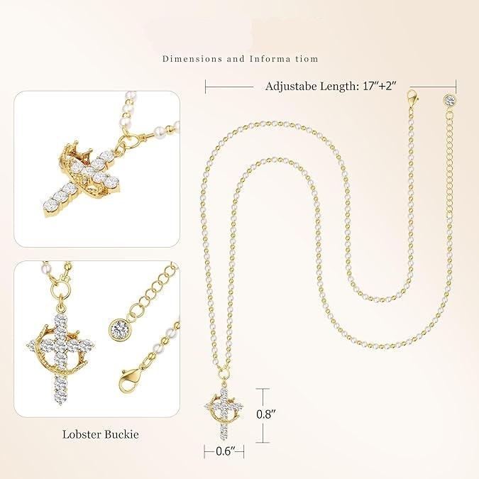 Tewiky 14K Gold Plated Zircon Pandent Cross Pear Necklace for Women Trendy, Dainty 14K Gold Plated/Sterling Silver Cubic Zirconia Cross Pendant Necklace for Women Simple Diamond Cross Charm Necklace Waterproof Jewelry for Women For Easter gifts Tewiky 14K Gold Plated Zircon Pandent Cross Pear Necklace for Women Trendy, Dainty 14K Gold Plated/Sterling Silver Cubic Zirconia Cross Pendant Necklace for Women Simple Diamond Cross Charm Necklace Waterproof Jewelry for Women For Easter gifts