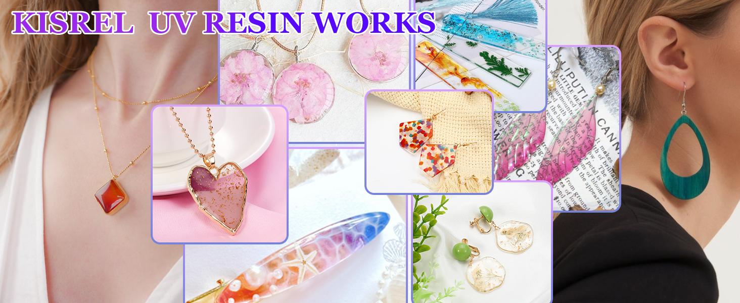 KISREL UV Resin Jewelry Making Kit, 300g Crystal Clear Resin with Light and Molds, DIY Jewelry Making Kit, Resina Starter Kits for Keychain and Earring