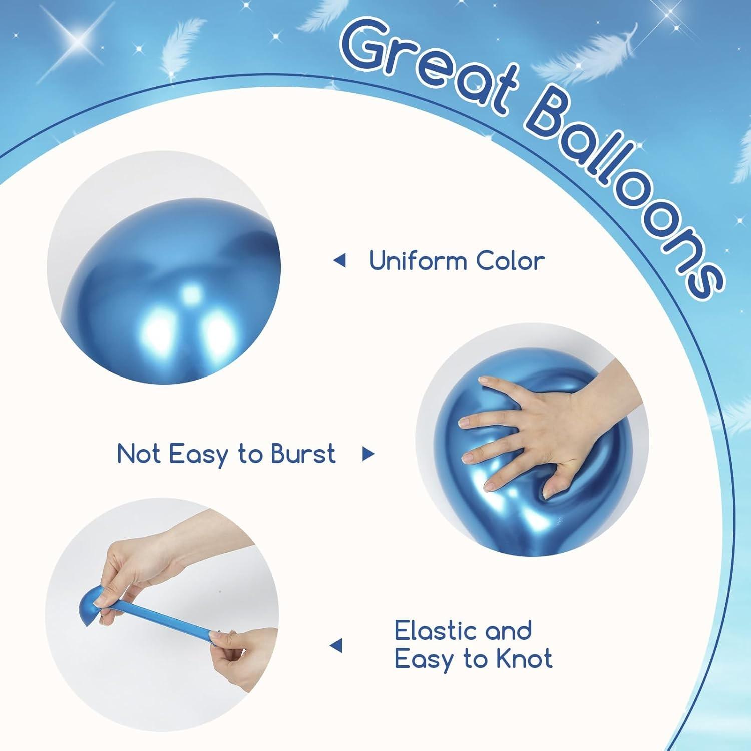 50 blue and white balloons 10/12 inches, including blue sequins and white balloons, suitable for bridal showers, weddings, birthdays, and party decorations