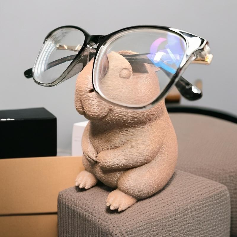 Kapibara Eyeglass Holder Water Buffalo Glasses Frame, Versatile Use in Bedroom Office Study Room, Single Pack, Cute Desktop Decoration, Office Home Decor