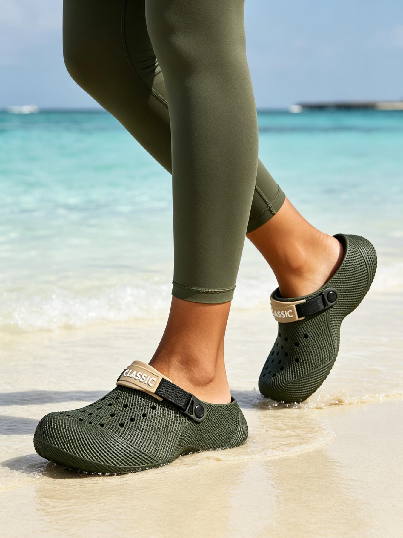 High-Quality Textured Eva Sandals, Arch Support, 6 Color Options, Striped Design, Breathable, Adjustable Back Strap, Unisex, All Seasons