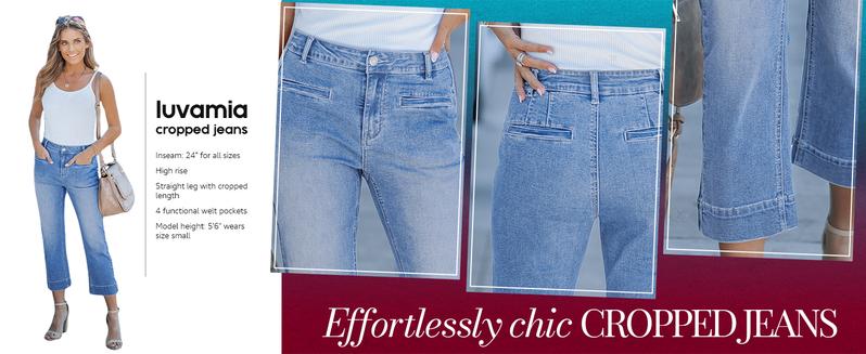 Luvamia Capri Jeans for Women High Waisted Slim Straight Stretchy Denim Capris Pants with Welt Pockets Casual Cropped Jeans Basic Bottom Minimalist Luvamia Capri Jeans for Women High Waisted Slim Straight Stretchy Denim Capris Pants with Welt Pockets Casual Cropped Jeans Basic Bottom Minimalist