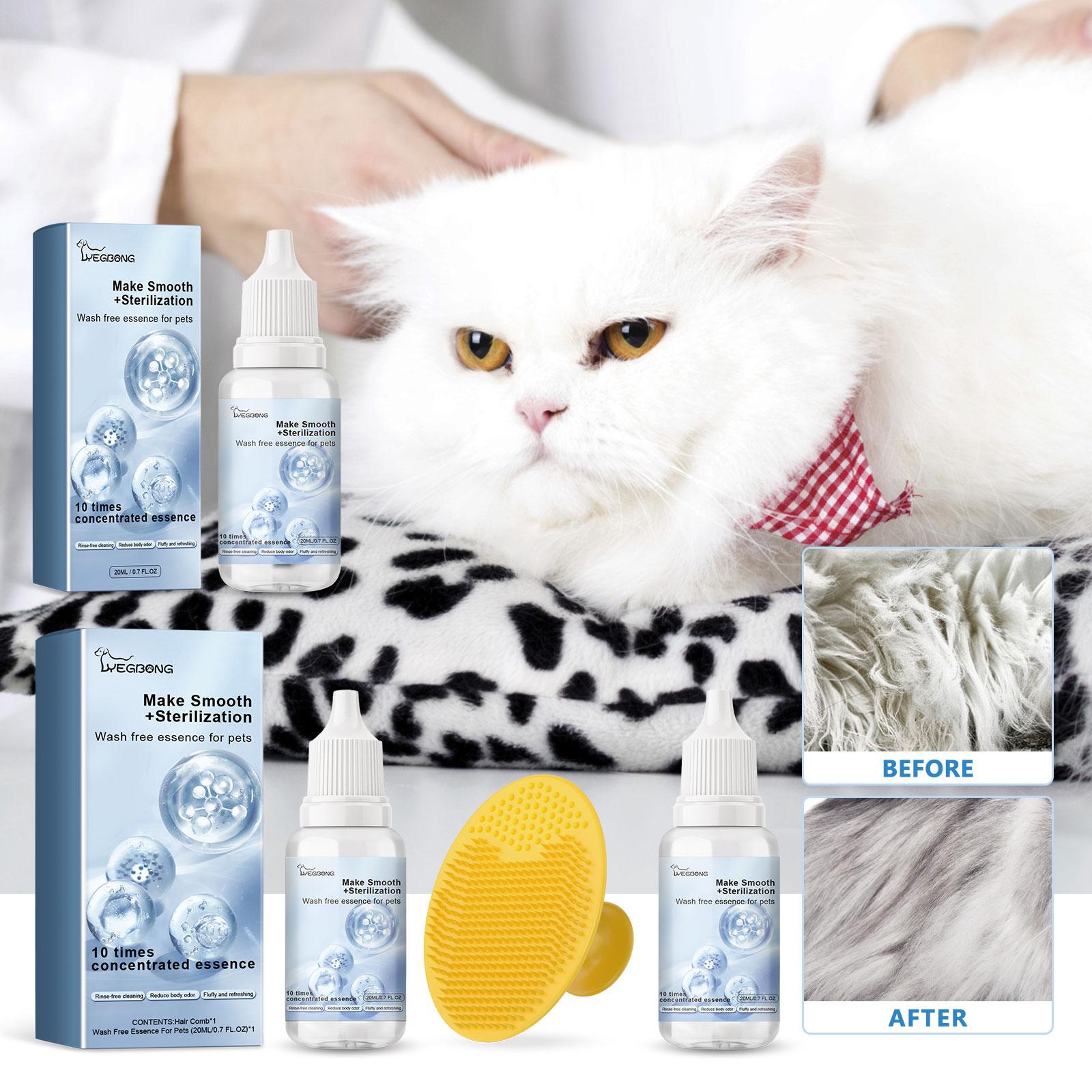 Yegbong Pet No-Rinse Essence Set - No-Rinse Grooming Essence for Cats and Dogs That Cleanses Fur, Fluffs, Smooths, and Provides Fragrant Care, Smoothness