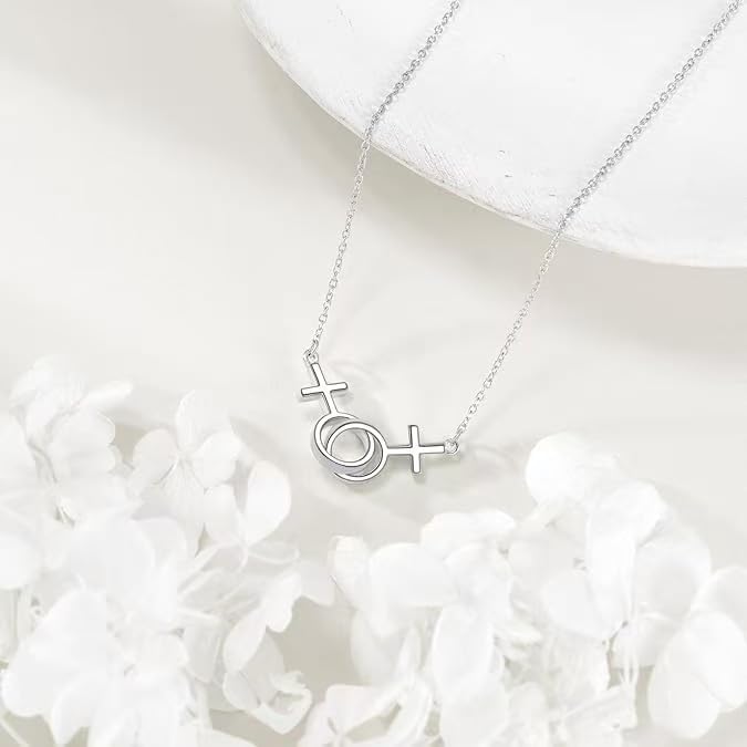 Women's Modern Lesbian LGBT Pride Choker Necklace - 17.7" Nickel-Free Chain with Love Symbol, Ideal for Valentine's Day, Anniversary, Wedding