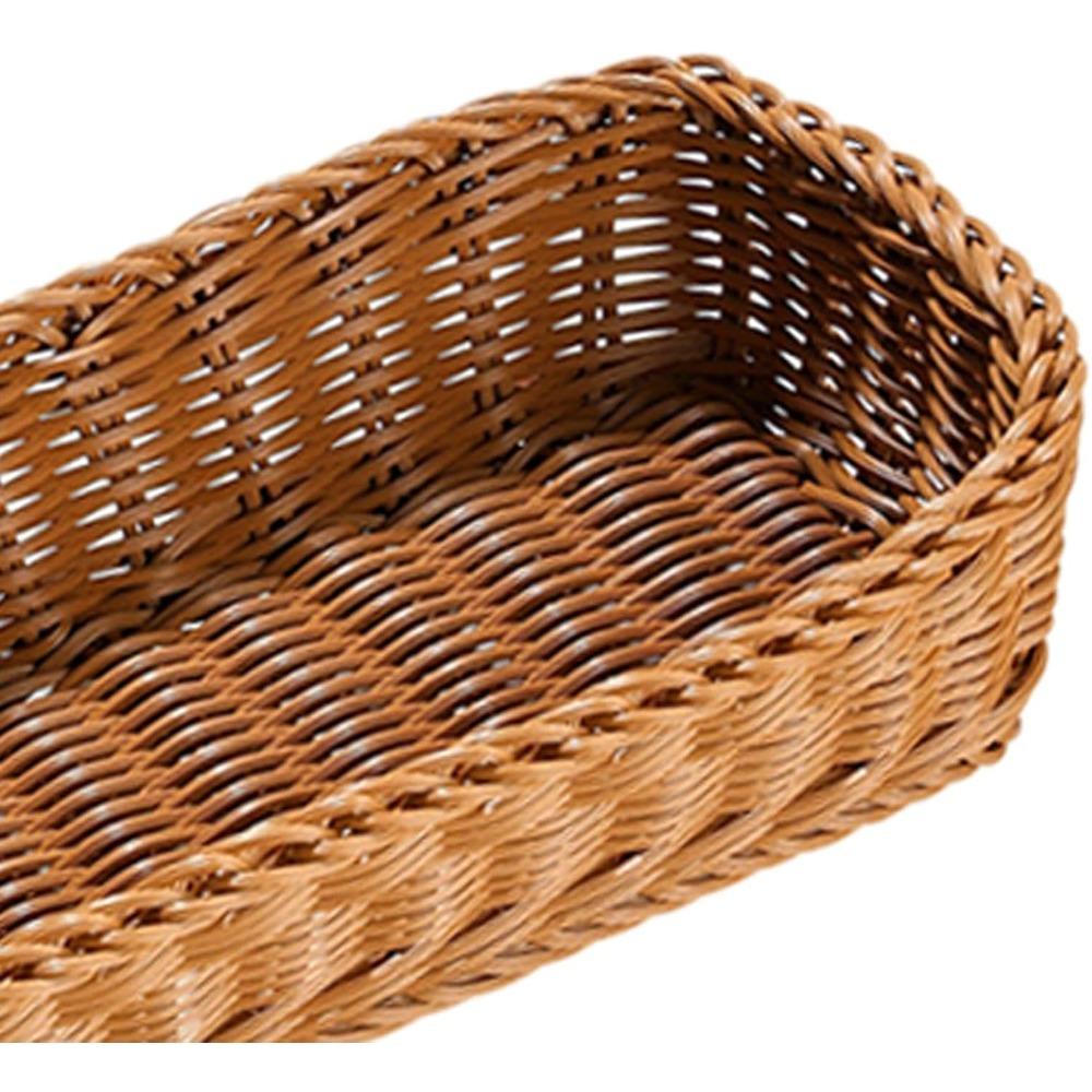 3PCS Chopsticks Fork Storage Tray Woven Cutlery Basket, Handwoven Imitation Rattan Silverware Tray for Countertops Cabinets Spoons