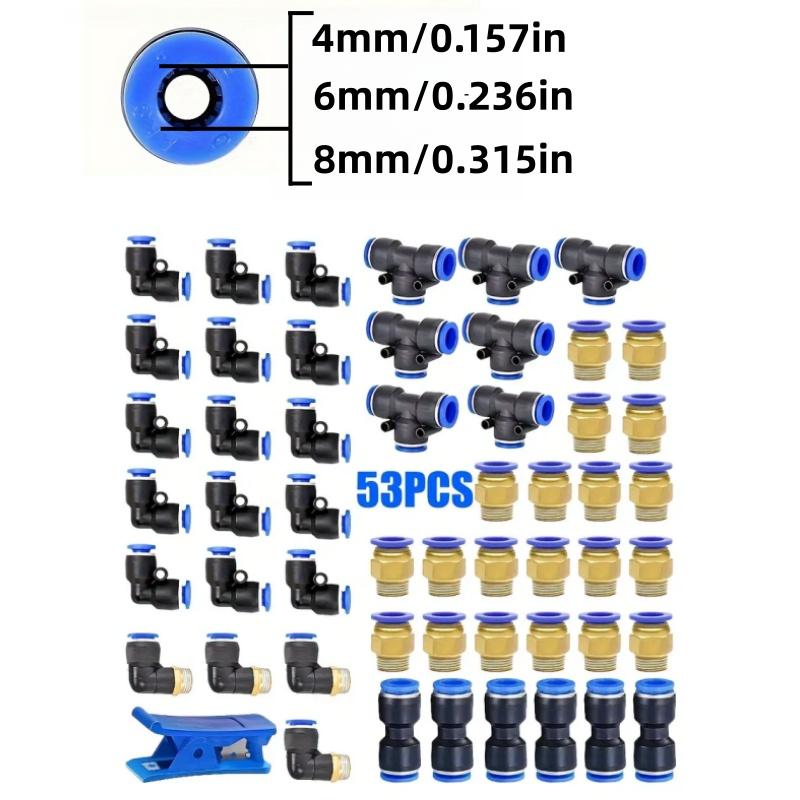 53-Piece Quick-Connect Fitting Set, Air Hose Fittings, Air Hose Connectors for 4mm/6mm/8mm Hoses, Efficient Coupling Solutions, Durable & Secure Fit