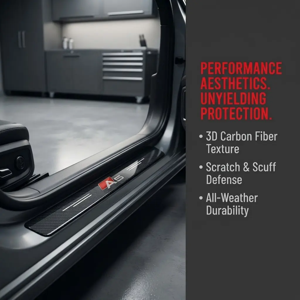 4/8 Pcs Carbon Fiber Car Door Sill Protector Stickers, Anti-Scratch Door Entry Guard Threshold Decals, Waterproof Wear Resistant Auto Interior Decor Accessories Compatible with A5 Models