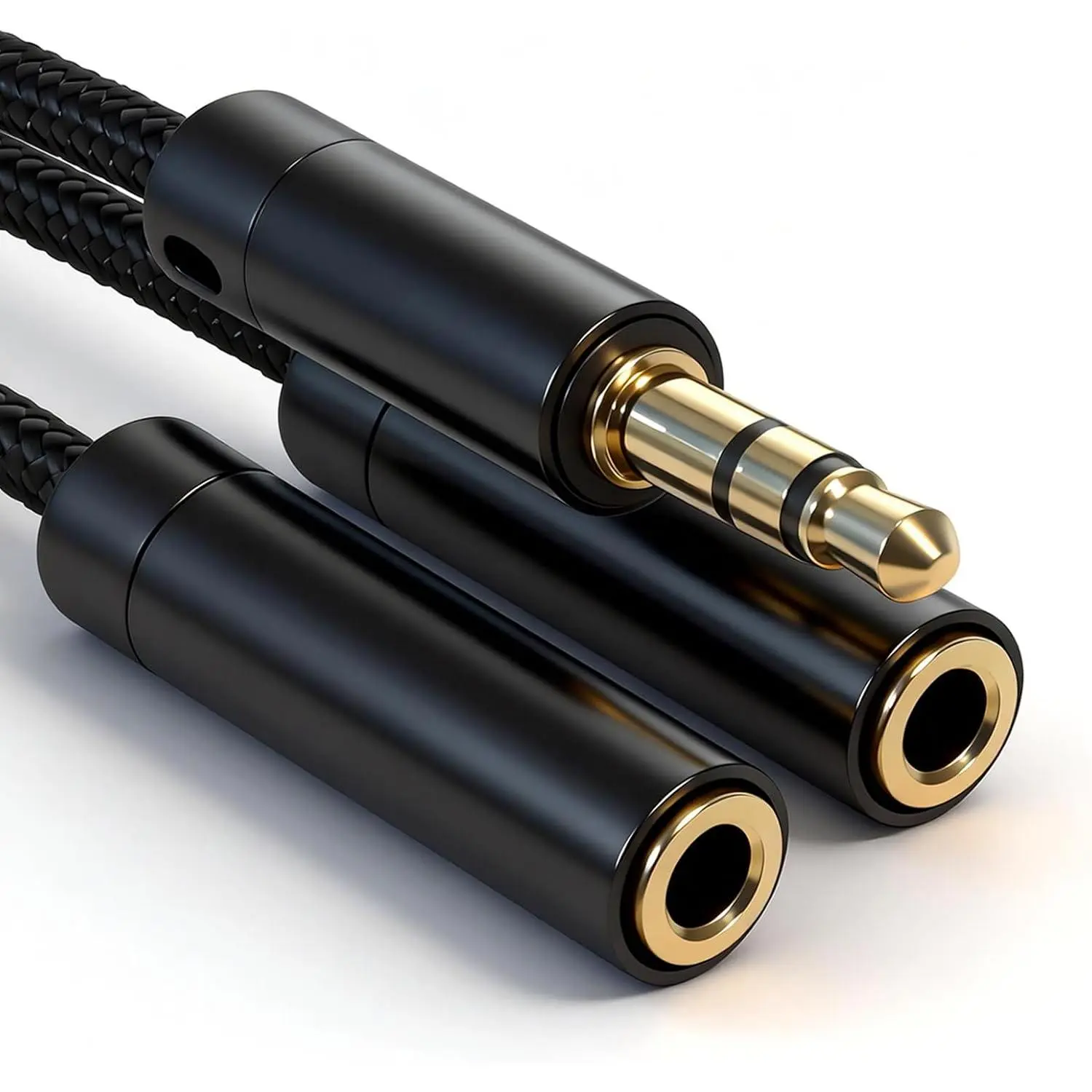 3.5mm Headphone Splitter, 1 Male to 2 Female, 11 in, Black