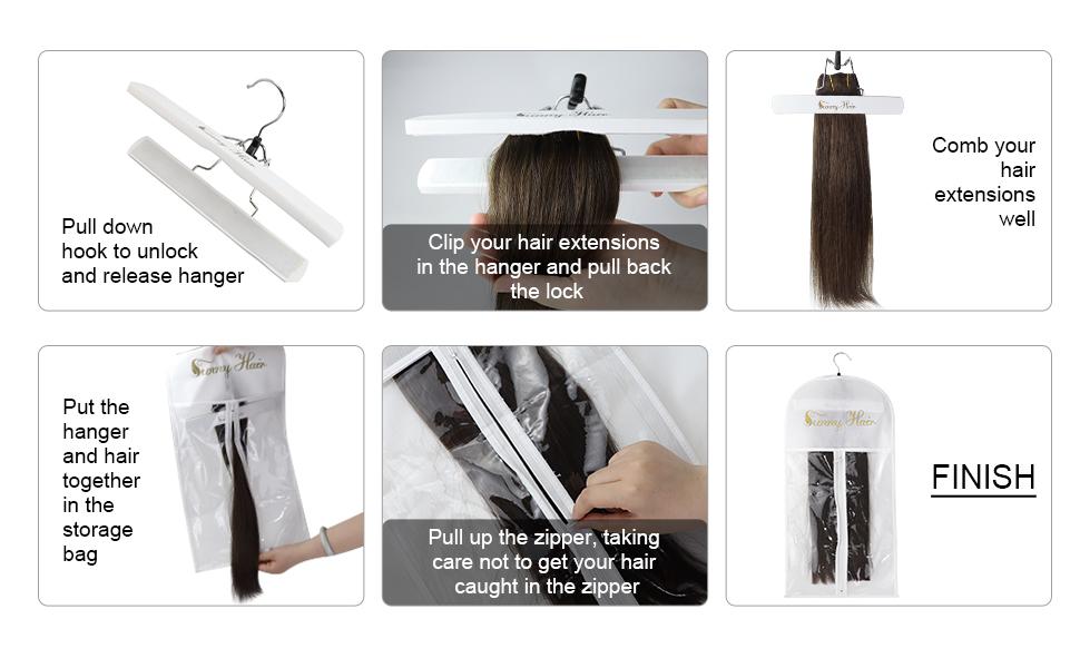 Sunny Hair Extensions Holder and Dust-Proof Storage Bag Hair Extensions Hairpieces Waterproof Portable Suit Organiser Hangable