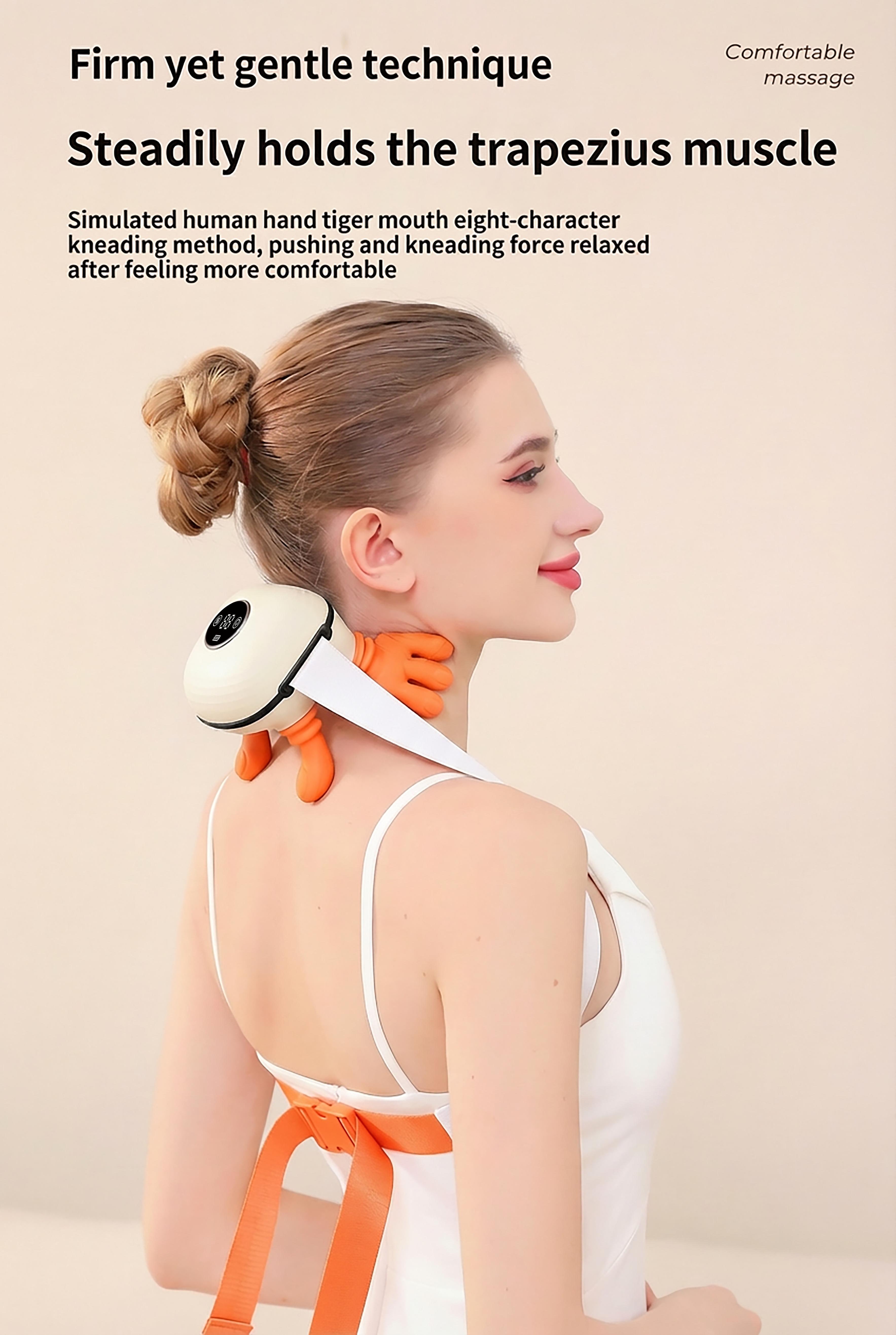 2026 upgraded shoulder and neck massager with heating function — wireless 3D kneading and deep tissue therapy technology, includes a remote control for easy operation, lightweight and portable, ideal as a gift.