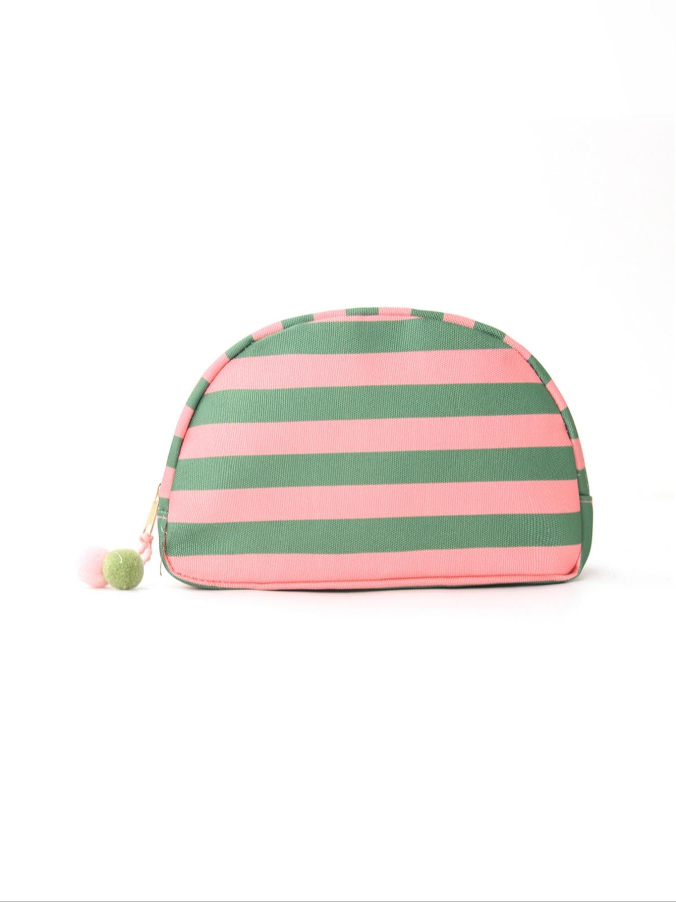 High-Value Striped Shell Storage Bag, Dopa Makeup Travel Fashion Simple Portable Washbag, Casual Style Zipper Design, All Seasons Use, Cosmetic Pouch, Makeup Organizer Pouch