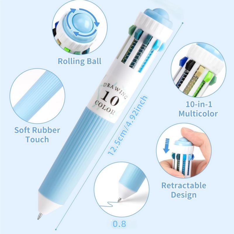 3/6 Pack Multicolor Pens, 28/60 Colors, 10-in-1 Colored Ballpoint Pen,0.8mm Fine Point Smooth Writing, Retractable Ballpoint Pens for Office School Students Gifts, Colored Pens Set