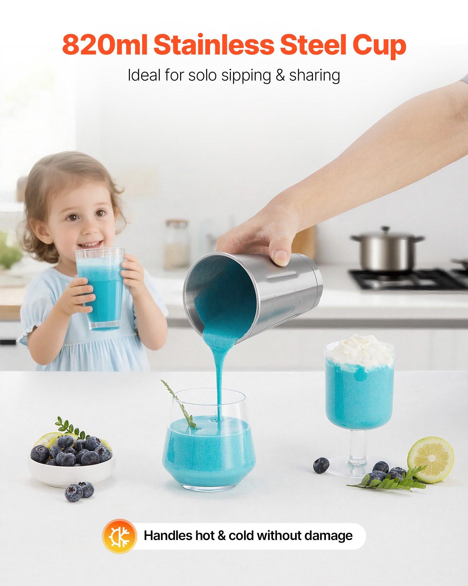 VEVOR Single-Head Stand Mixer - 150W (100 to 1199 W) AC120V Dual-Speed Steel & Plastic Milkshake Maker, 7.56× 7.48×13.78 In/ 192× 190× 350 Mm, 6.83 lbs, Stainless Steel Cup, No-Load Gear 1:17,000 rpm for Home Kitchen, Bar Beverage Shop