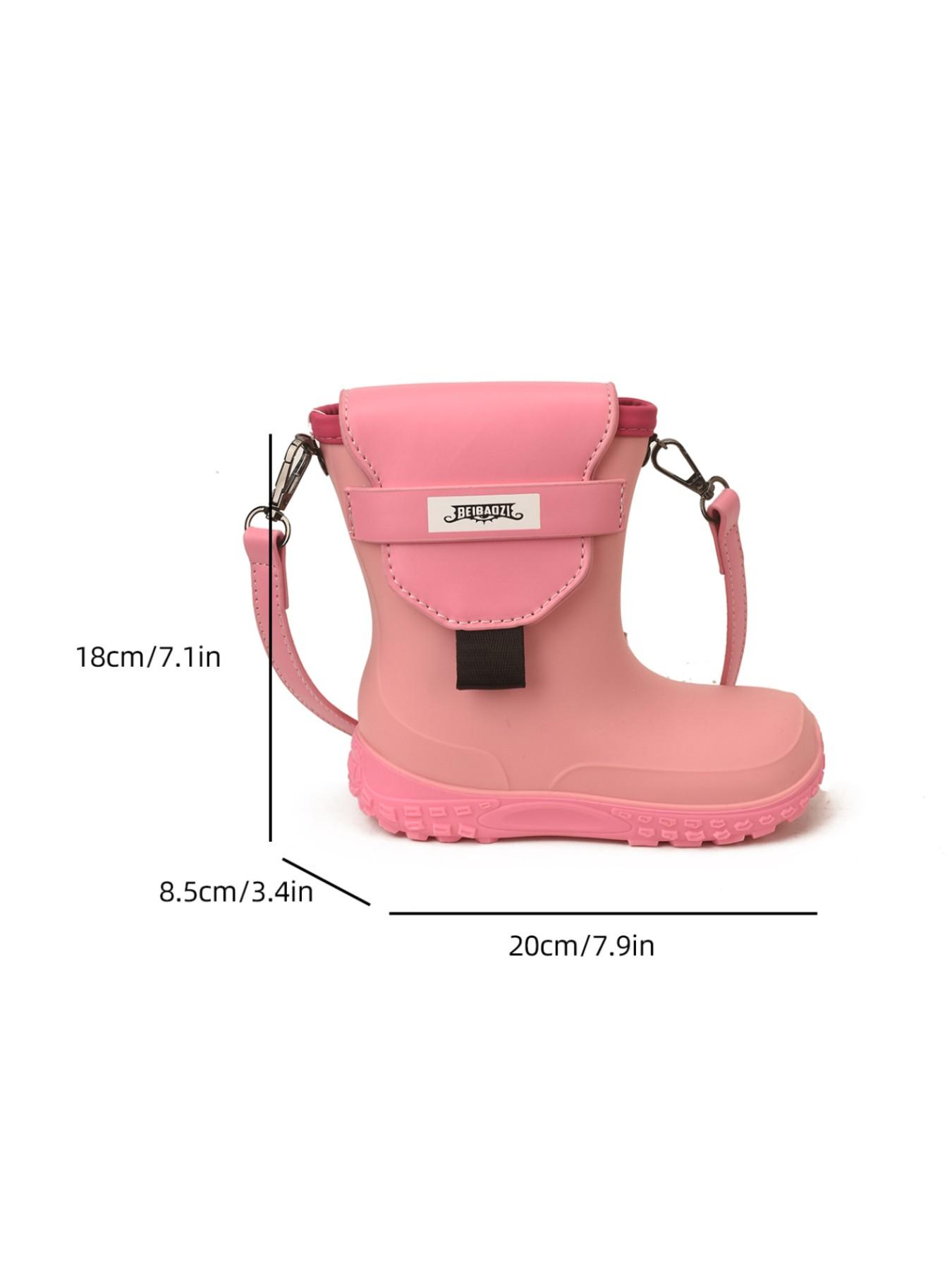 Unique Street Style Rain Boot Design, Playful Twist, Colorblock Pattern, Adjustable Shoulder Strap, Suitable for Sweet Girls & Cool Guys, High-End Look