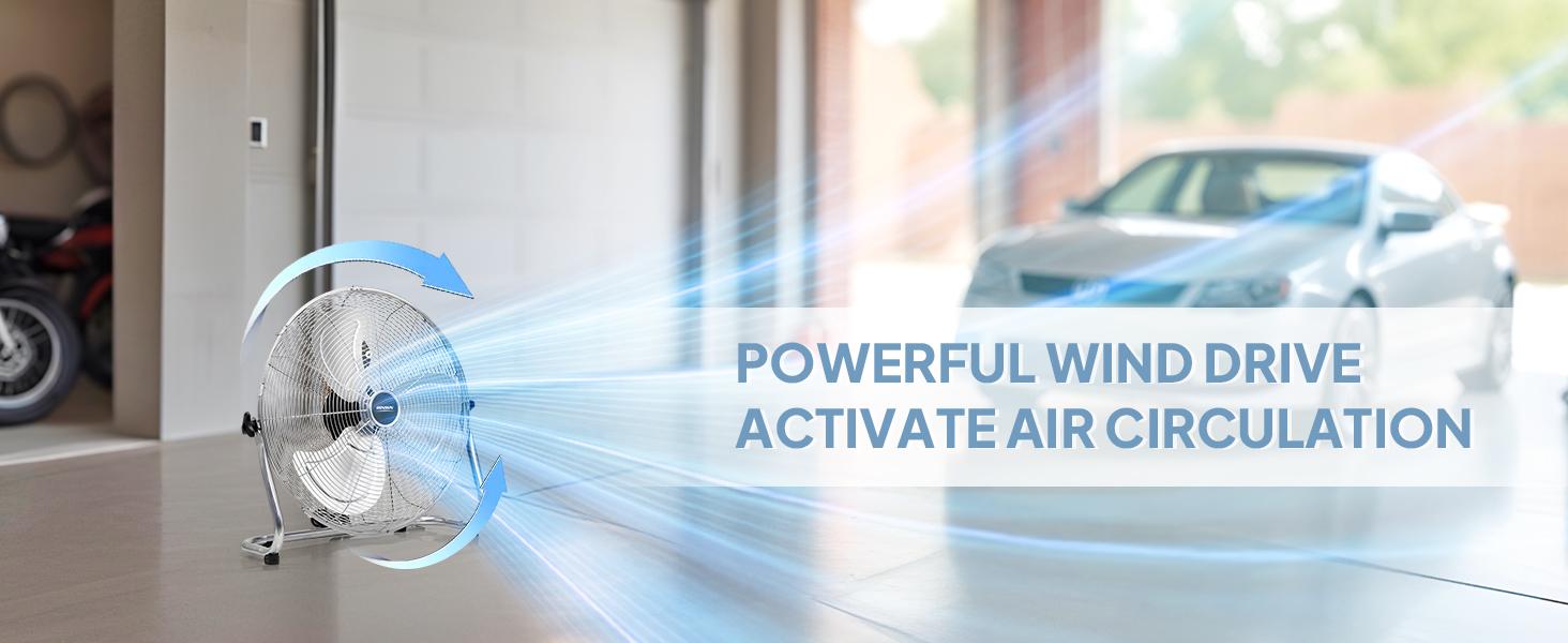 ROVSUN 20'' Floor Fans, High Velocity Heavy Duty Metal Industrial Floor Fan for Commercial & Residential, High Power Fan with Adjustable Tilt, Metal Box Fan for Garage, Gym, Bedroom, Shop, UL Listed