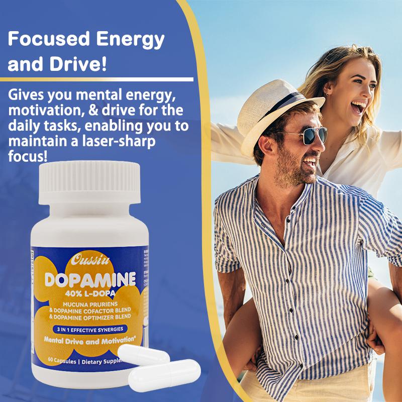 Oussiu Dopamine Supplements for Women & Men 60 Capsules Dietary supplement Contains 200mg Mucuna Pruriens Extract(40% L-DOPA) Easy to swallow