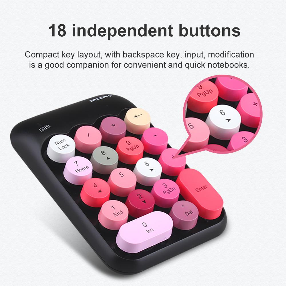 MOFii 1 Pack Macaron Pink Wireless Numeric Keypad, Portable Financial Office Keyboard, Universal for Laptop Desktop, US QWERTY (Battery Not Included)