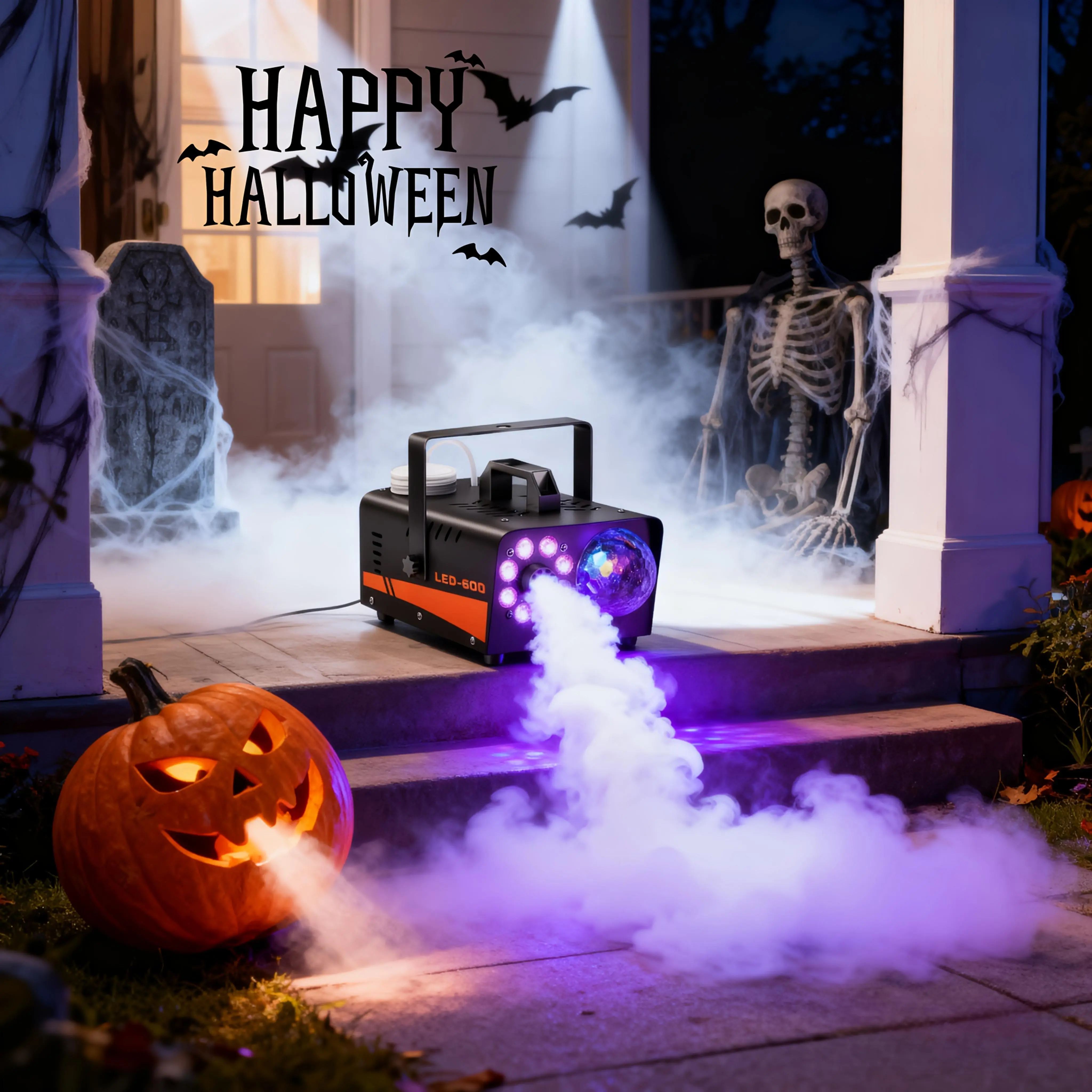Smoke Machine, Fog Machine with Disco Ball Lights, 600W And 3000CFM with 13 Colorful LED Lights Effect, Wireless Remote Control, Suitable for Parties, Weddings, Halloween, And DJ Stages, Indoor