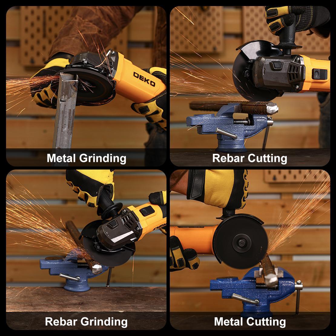 DEKO 110V Angle Grinder, 12,000 RPM, 7.5A, Ideal for Sanding, Grinding, Cutting, Professional Electric Tool. Portable Handle Heavy Duty Industrial