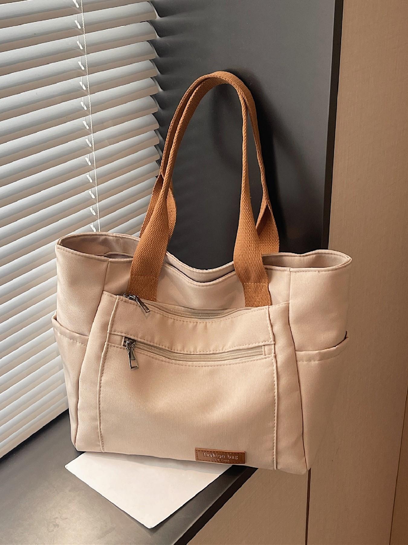 Large Capacity Multi-Compartment Canvas Tote Bag, Women's Casual Practical Shopping Bag, Fashion Daily Commute Crossbody Bag, Fashionable Tote Bag