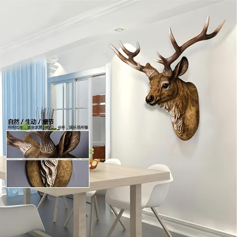 Deer Head Wall Hanging Decor, Luxurious Home Decoration for North Hall Space, Medium Size, Easy Installation, Fills Wall Gaps