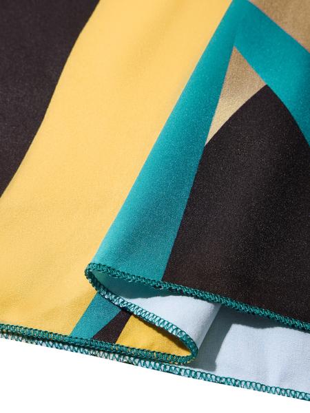 Elegant Sexy Women's Geometric Print Casual Dress Plus Size V Neck High Waist Wrap Dress, Fitted Woven Fabric, All Seasons Fashion