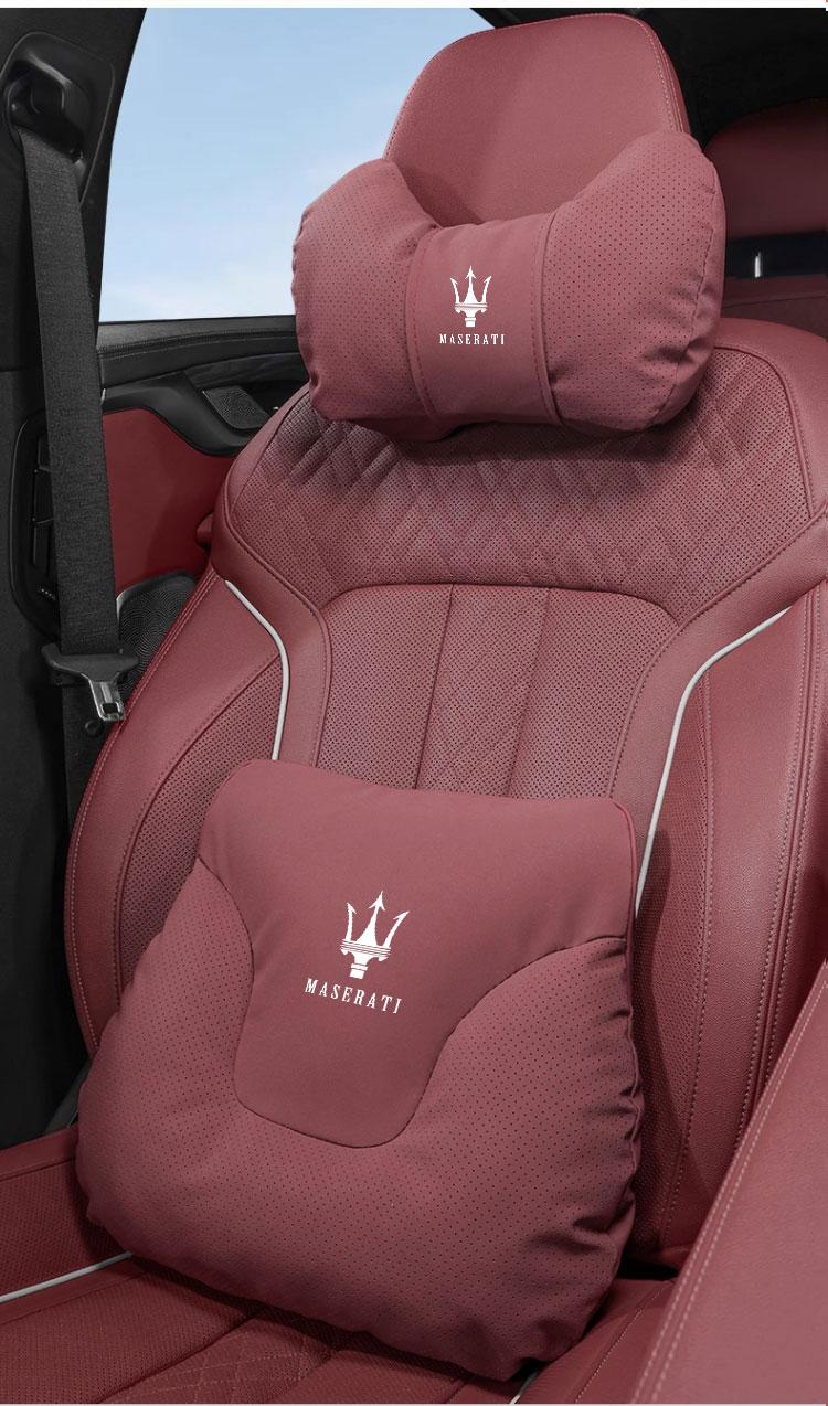 Car Seat Headrest Lumbar Support Protective Pillow Waist Cushion For Maserati Levante Ghibli MC20 Grecale Quattroporte GranTurismo President GranCabrio Coupe Spyder