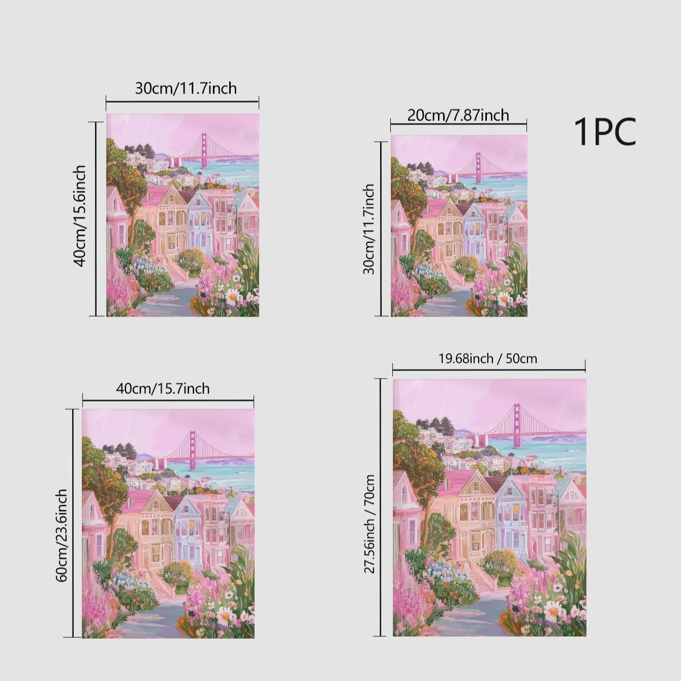 Golden Gate Bridge Wall Art Poster, Unframed Modern Decor, Travel Cityscape Print, San Francisco Lady Painting, Commercial Value