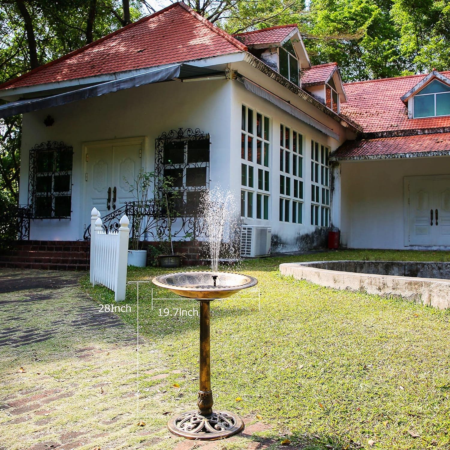 AISITIN Outdoor Garden Bird Bath Fountain,With a Solar Fountain,Weather Resistant Polyresin,For Outdoor Use in Settings Gardens,Patios,and Ponds